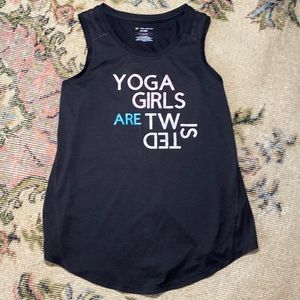 Womens TEK GEAR, DryTEK Yoga Tank! “Yoga Girls are TWISTED” Super Cute! EUC SM🎄